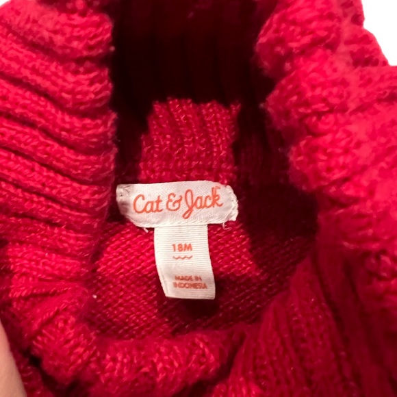 Cat and Jack toddler boys red sweater with button - Picture 2 of 3